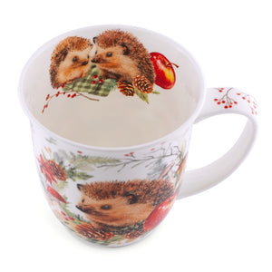 mug, hedgehog and apple