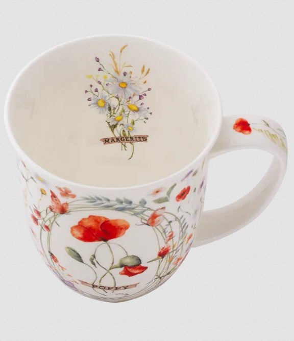 big mug, delicate poppies