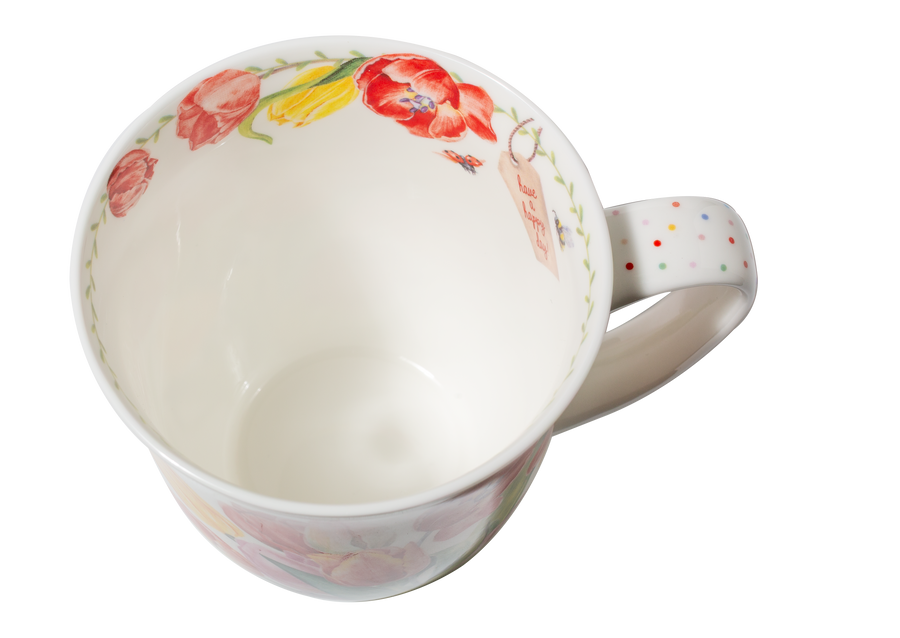 big mug, tulip bouquet