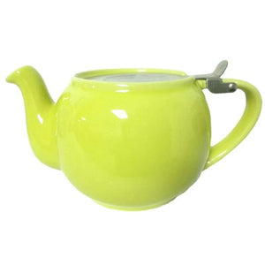 teapot round, lemon, with stainless steel infuser and lid