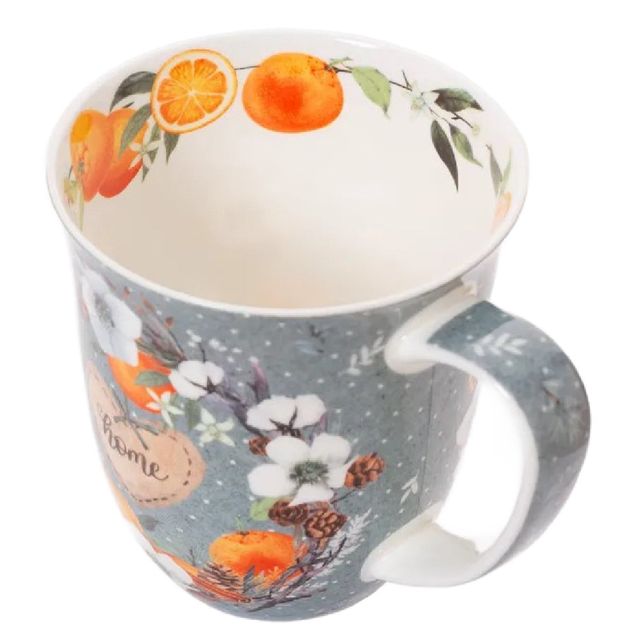 big mug, winter orange wreath