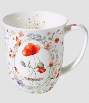 big mug, delicate poppies