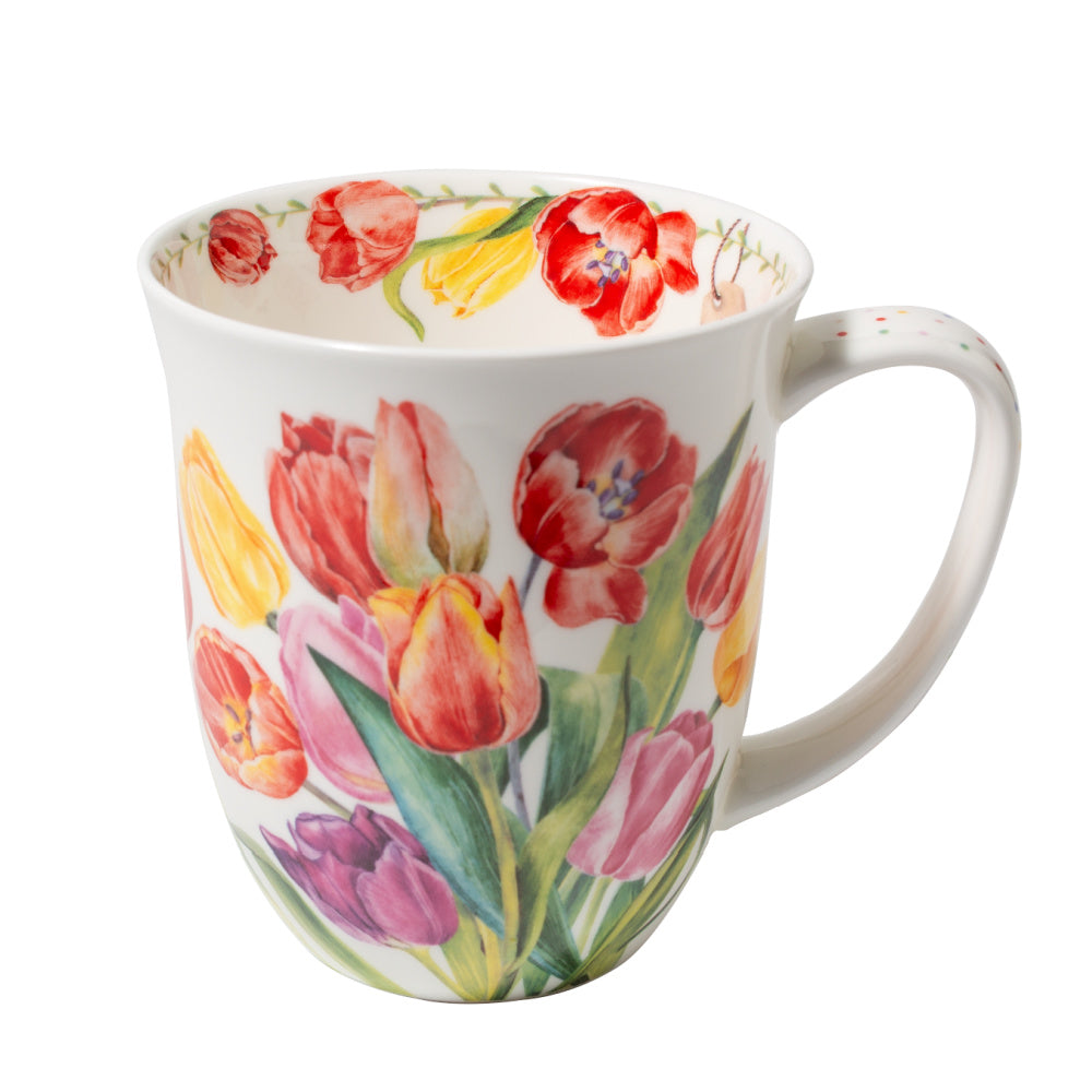 big mug, tulip bouquet
